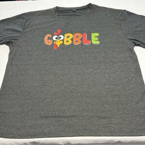 Women’s Gray Thanksgiving Holiday Gobble Graphic Tee size 2X. New without tags